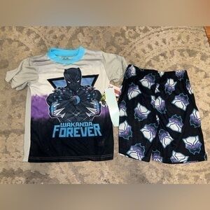 NWT Black Panther Boys X Small 4 5 Pajamas Short Set Sleep Marvel Avengers XS